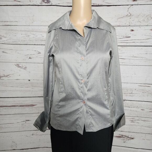 Italian Designer Robert In't Veld Gray Button Down Blouse XS - Picture 1 of 6